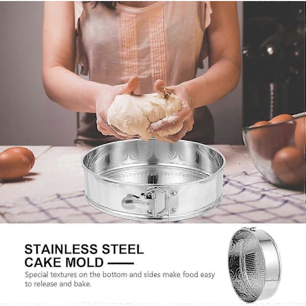 10 Tommers Rund Non-stick Kakeform Rustfritt Stål, Lekkasjesikker Springform for Baking_SZXM