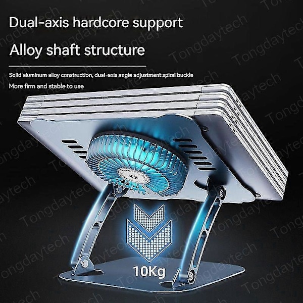 Universal Legering Tablet Stand Skrivebordsforhøjer Justerbar Skrivebordskøleventilator Foldbar Notebook Holder Til 12.9 Laptop 15.9 ZD B2 UU Grå