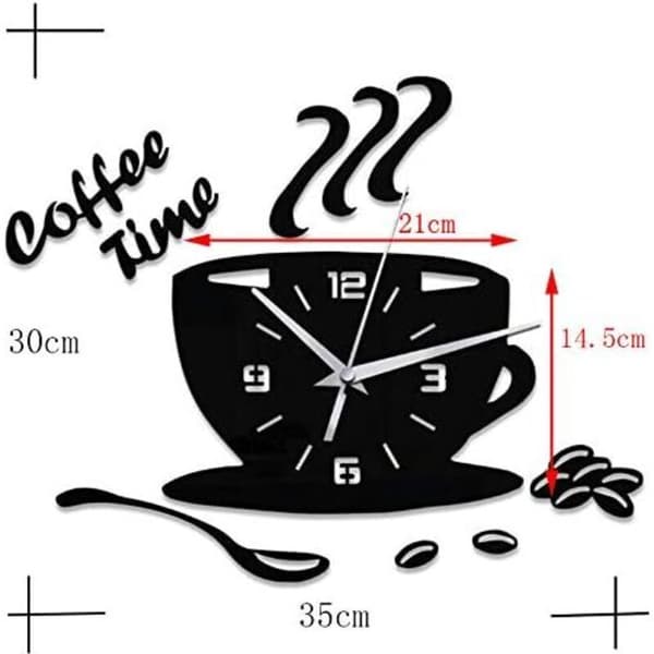 Creative DIY Acrylic Kitchen Wall Clock Modern Design Coffee Cup Shape Clock Wall Art Home Decor Hollow Digital Clock 10 cm