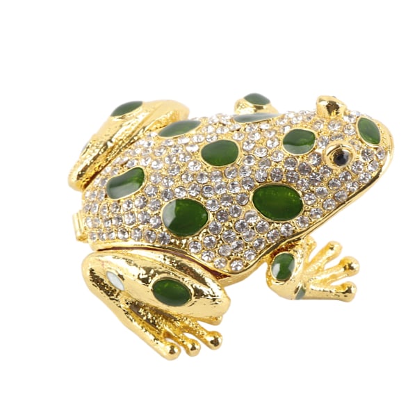 Rhinestone Frog Smyckeskrin Målad Galvaniserad Groda Figur Smyckeskrin Dekorationer