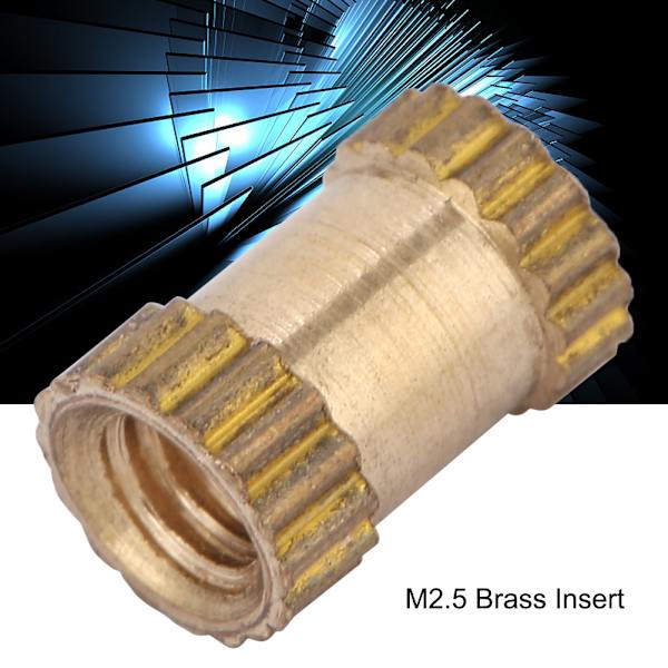 M2.5 messingcylinder riflet rund støbt i indsatsindlejrede møtrikker (M2.5*6*3.5; 50 stk)