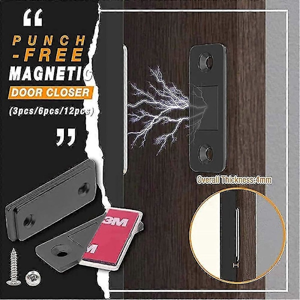 8 kpl Erittäin ohuita näkymättömiä magneettisia ovenpysäyttimiä, rei'ittämättömiä