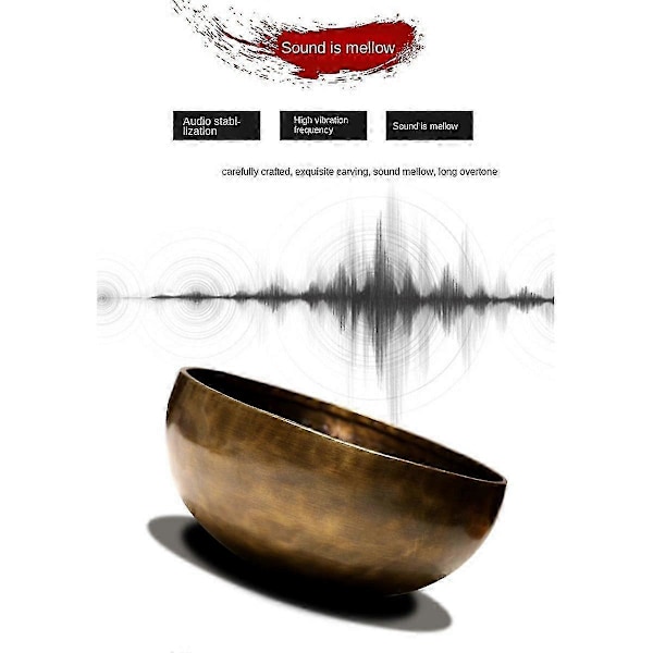 Stor Tibetansk Klangskål i Koppar, Nepalesisk Handgjord Buddhistisk Meditations Slagverksinstrument, Hemgåva