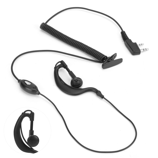 Walkie Talkie Earpiece PTT Headset Inbyggd mikrofon med öronproppsfodral för Baofeng (svart)