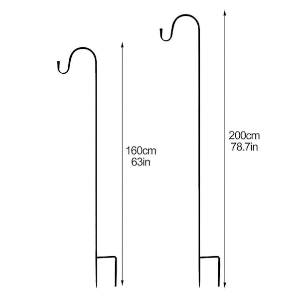 Kroge Stænger Haveredskaber Med 5 Tænder 5/8 Tommer Til Blomsterkurve Og Fuglebure Sort/brun Hænger Sort 160cm