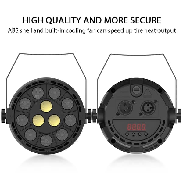 LED Par-lys, EBTOOLS 12 LED Scenelys med RGBW-farve, DMX, Strobe og Lydaktiv tilstand