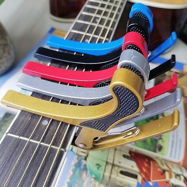 Starlight-gitarrkapo, 5 stycken Gitarrkapo Capotasto Chitarra Gitarrkapo för akustisk folk-, klassisk gitarr, ukulele (svart, röd, blå, guld, silver)