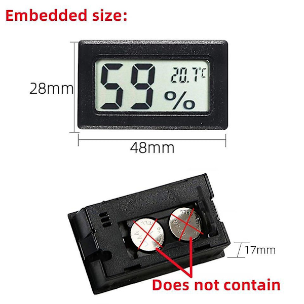 Svart digital LCD-termometer med ekstern sonde - 6 stk | Kjøleskap Fryser Akvarium | Fahrenheit