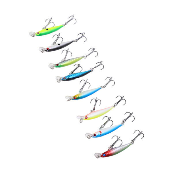 8 st Minnow Fiske Lure 5cm/3g Artificiell Sjunkande Långkast Hard Bait Wobbler Jig Bait