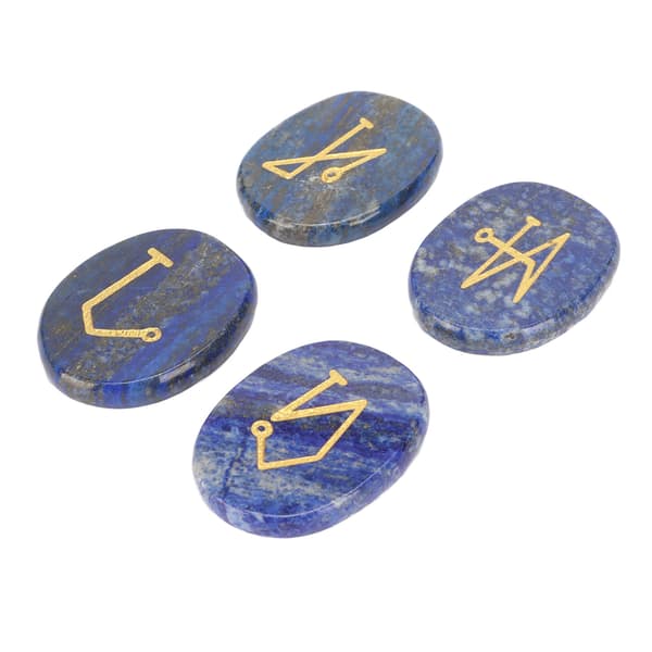Indgraverede håndsten polerede runde bærbare lommesten til Reiki healing meditation Lapis Lazuli