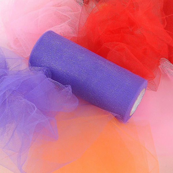 Regnbågsfärgade Tulleband Rullar - 10 Rullar, 6 Tum x 25 Yard, Organza Tyg Dekoration för Bröllop