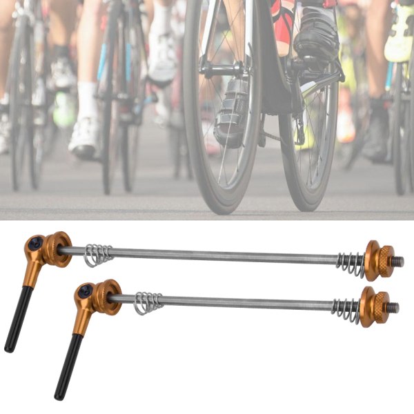 Ett par 6061 aluminiumlegering TC4T titanlegering cykel snabbkopplingsspak Framre bakhjulsspettset Gyllene