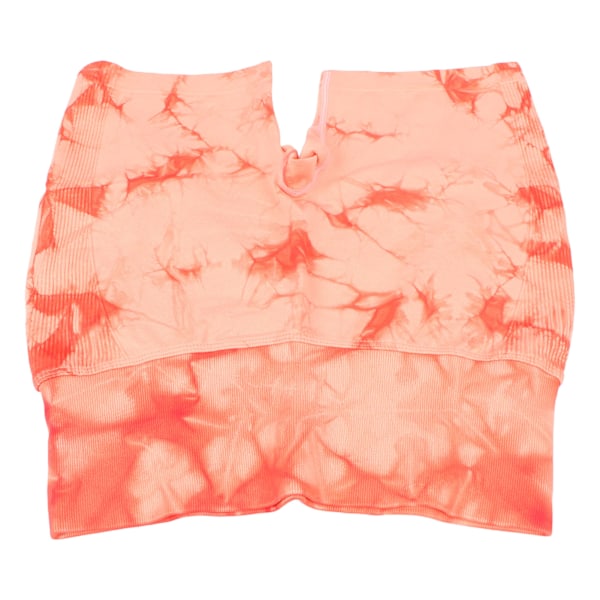 Kvinnors yogashorts med hög midja, snabbtorkande, höftlyftande, tie dye-träningsshorts, orange rosa L