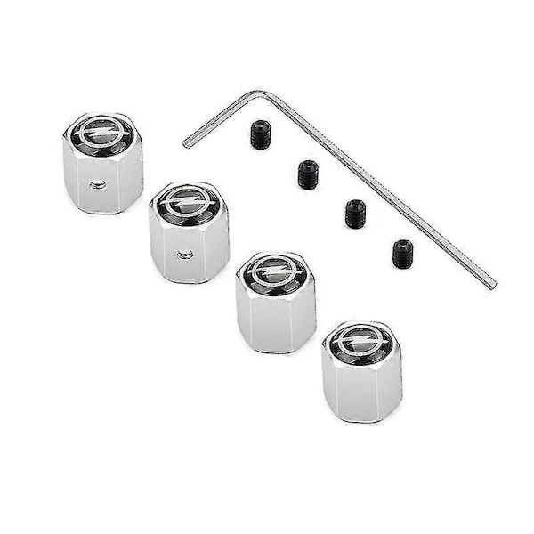 4 st Aluminium Stöldskydds Hexagonala Däckventilkåpor Bildäck Dammskydd För Opel Astra Insignia Mokka Zafira Corsa Zekai Style3silver