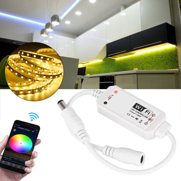 Wifi-kontroller Husholdnings-LED Ensfarget Stemme Musikk Fjernkontroll Lyslist Dimmer