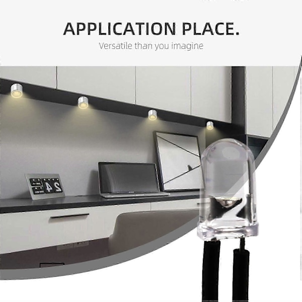 10 kpl 5 mm valmiiksi johdotettuja diffuuseja LED-diodeja, valo 20 mA DC 3-6 V valkoinen