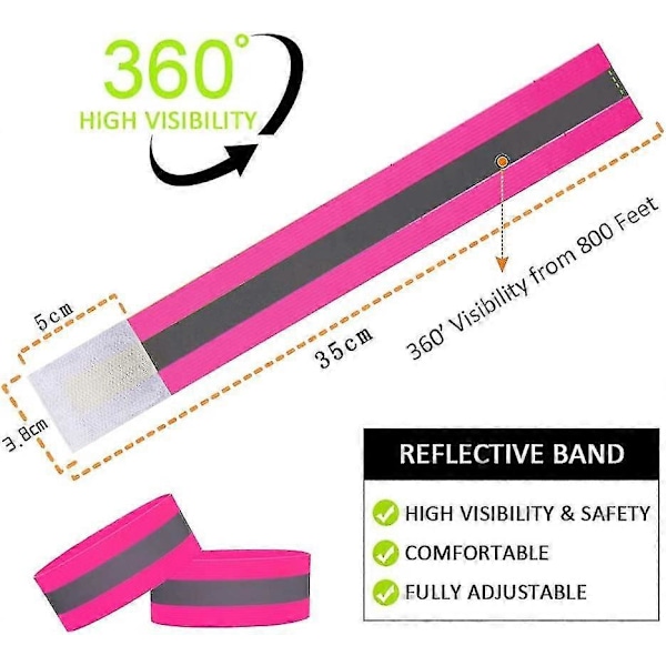 Set med 8 Dubbla Reflexband, Reflexarmband 40 X 4 Cm För Utomhusjogging, Cykling, Vandring, Motorcykelkörning Eller Löpning