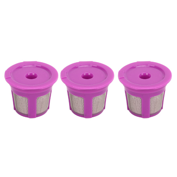 3PCS Återanvändbart kaffefilter med rostfritt stål mesh påfyllningsbar kaffepåse för ersättning lila