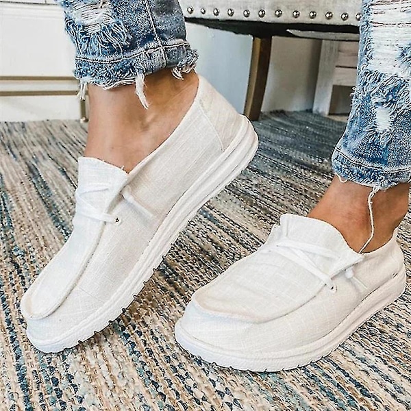 Vita Slip On Båtskor för Kvinnor, Casual Loafers