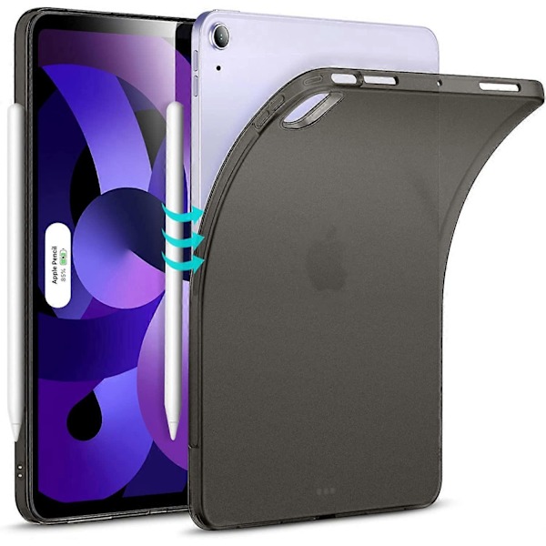 Frosted Sort Bagside Kompatibel med iPad Air 5. Generation 2022 og iPad Air 4. Generation 2020, Klar Bagside, Pencil 2 Holder