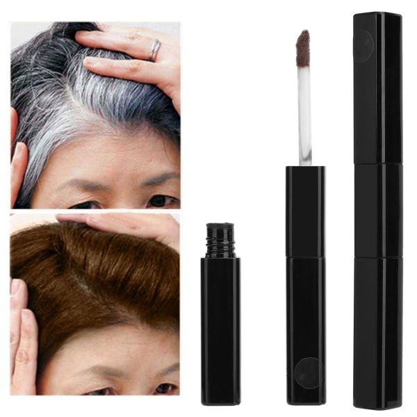 Sevich 2st 2-i-1 hårfärgningspenna Pensel Omedelbar grå rottäckning Hårfärgsfärg Penna Mediumbrun