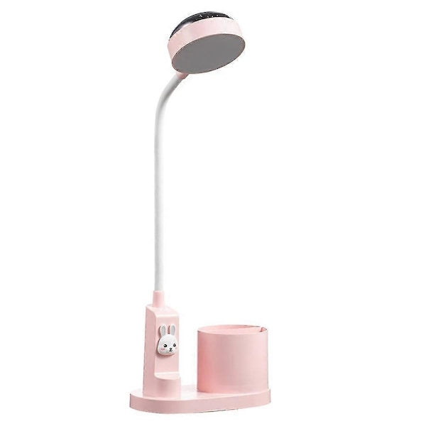 Børne Skrivebordslampe, Studielampe med Penholder, Automatisk Farveskiftende Sengelampe, Dæmpbar Genopladelig LED Læselampe til Børn (pink)