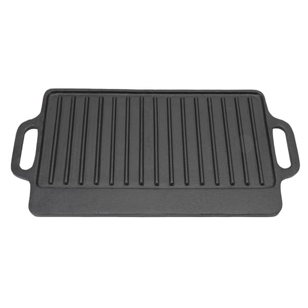 Grillplade Støbejern Teppanyaki Plade Fortykket Rektangulær Dobbeltsidet Grill 40x20CM