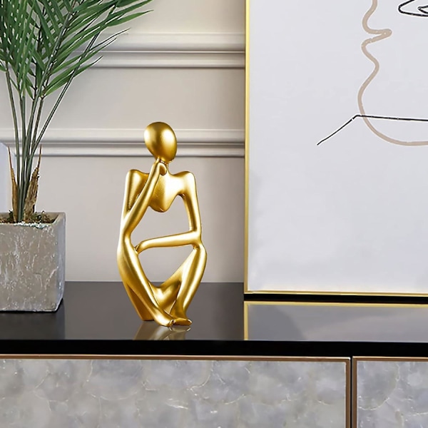 Moderna Tänkare Resin Statyer, Resin Tänkare Abstrakt Skulptur, Guld Skulptur Ornament Tänkare, Heminredning, Dekoration Staty för Hemmakontor