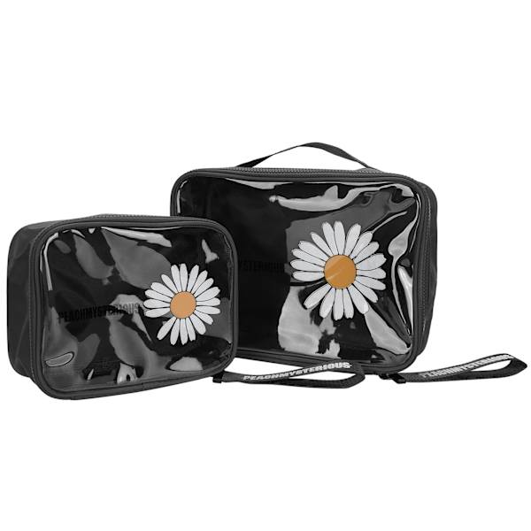 2stk Makeup Opbevaringstaske PVC Transparent Toiletartikler Rejse Kosmetiktaske Bærbar Makeup Taske Sort