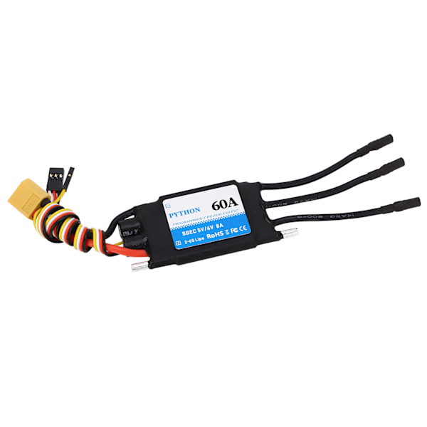 RC elektrisk fartskontroller 60A vanntett ESC for RC båt RC skipsmodell 5V 6V 8A svart