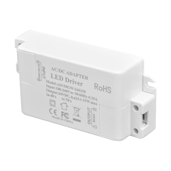 LED Driver DC24V 0.625A 15W DIY Lampe Lavspændings LED Driver Transformer AC 100‑240V