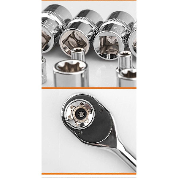 14 Delar E Star E4-E24 Hylsnyckelsats E-Torx Extern Sexkantshylsa