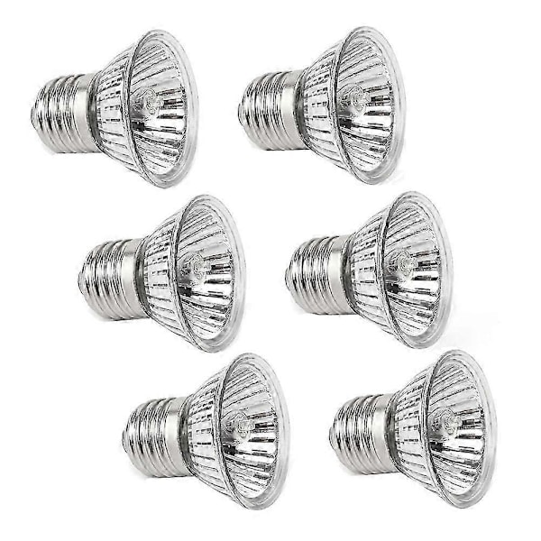 6-pak Varmepærer 50W UVA UVB Lamper kompatible med Reptiler, Skildpadder, Slanger