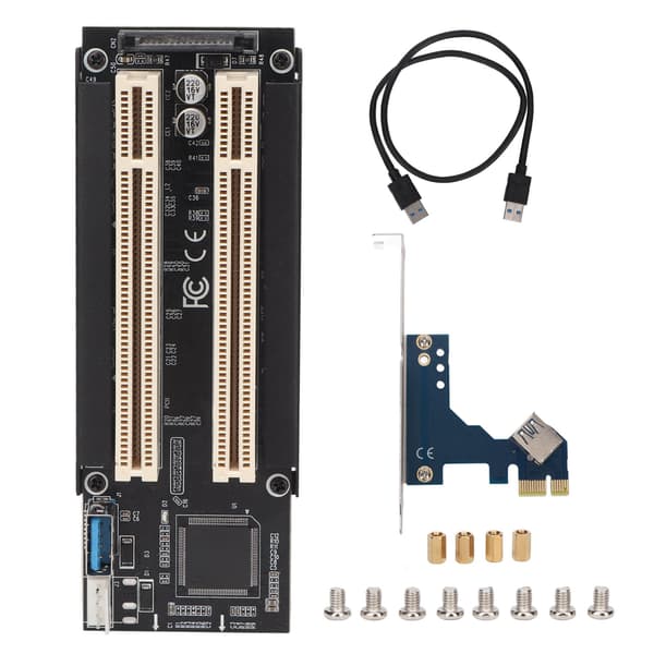 PCI E till Dubbel PCI-kort Plug and Play PCB Material Blå LED Dubbel PCI-expansionskort för WIN