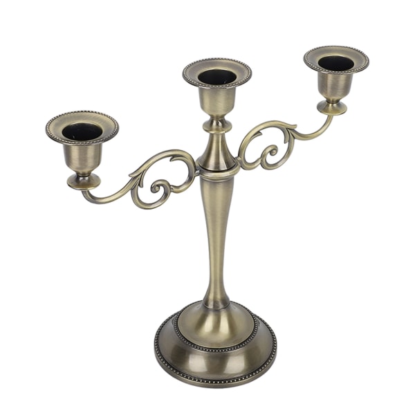 Udsøgt metal lysestage med 3 arme - Retro højglans bronze lysestage til spiseborde og bryllupsdekoration