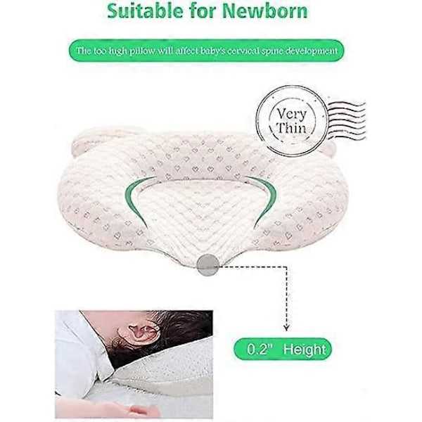 Baby Hovedformningspude, Nyfødt Børneværelsespude, Spædbarns Hovedstøtte Sovende Pude, 3d Memory Foam Hoved Nakkepude til Autostol Barnevogn