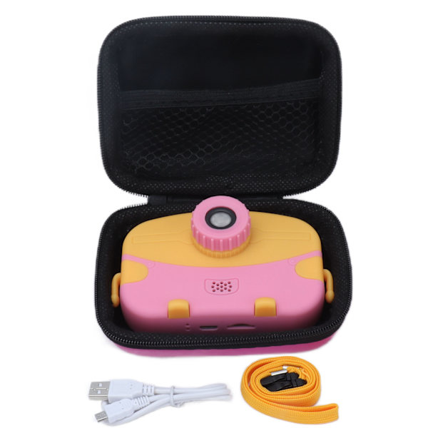 Barnkamera 2 till 3 timmars batteritid USB-laddning Anti-fall Mini bärbar digitalkamera för barnpresenter Rosa