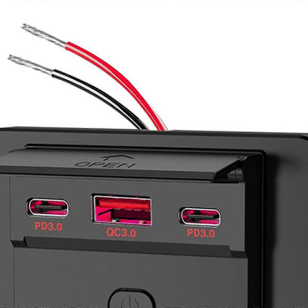 Bil USB-oplader Autocamper Oplader Stikpanel til Motorcykel Både Bus Blåt Lys-Rødt Lys Rødt Lys