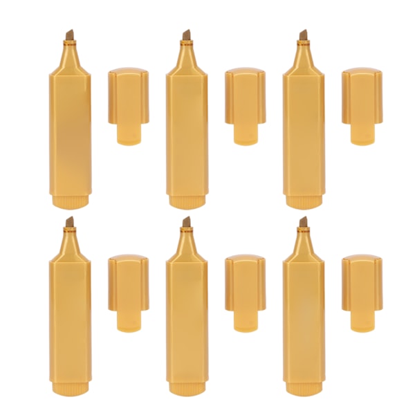 6 st Markeringspennor Miljövänlig Blank Delikat Guld Färg Metallic Glitter Markeringspenna