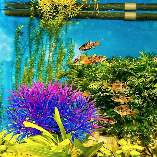 Realistisk Akvarie Dekoration, Farverige Kunstige Akvarieplanter, 6 Stk. Store Kunstige