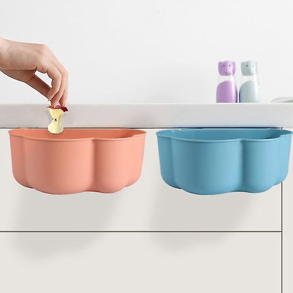 Set med 2 väggmonterade molnformade papperskorgar för hushålls- och kontorsbruk, rosa