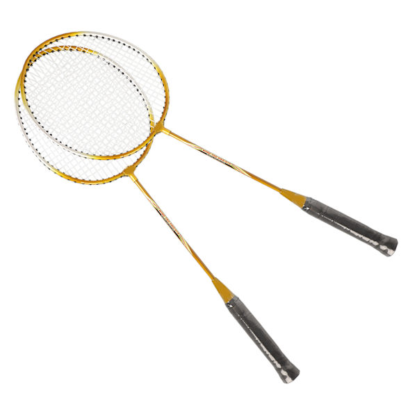 REGAIL 2 stk. Badmintonketsjer i jernlegering - 2 spiller badmintonketsjersæt til børn og voksne - guld