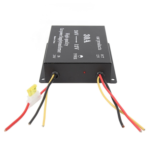 Bil Strømomformer 30A 24V til 12V DC Svart 300A Utløpsadapter for Bilkjøleskap DVD VCD CD