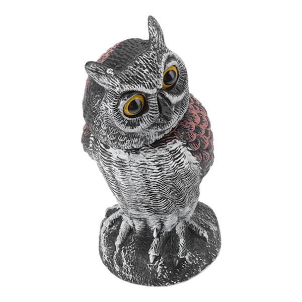 Owl Decoy Plastrandig Liten Skakbar Vattentät Levande Form Fake Owl Fågelskrämmor för innergårdar Utomhusgräsmattor