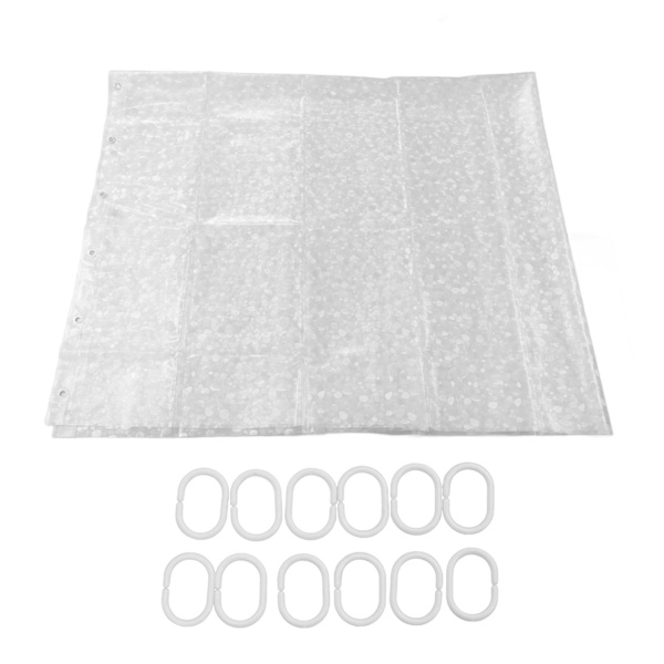 Vandtæt PEVA bruseforhæng transparent klart badeværelse bruseforhæng med ring rustfrit stål knap hul 180x200cm