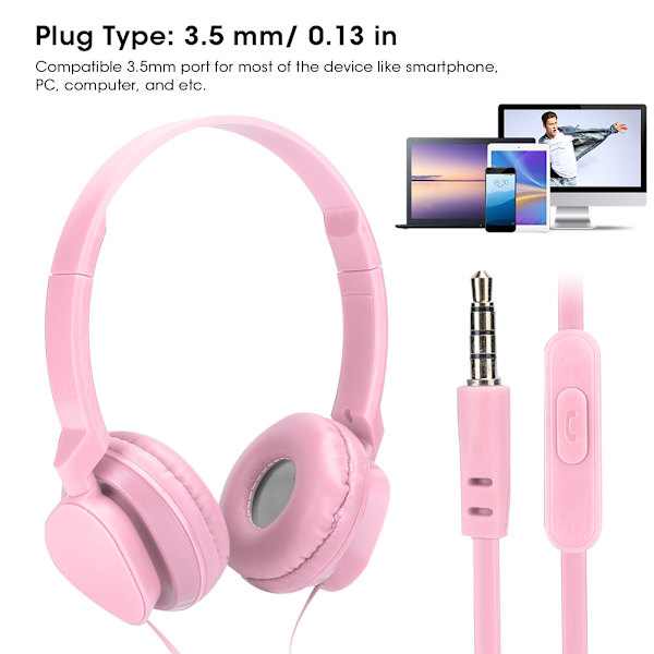 Langalliset kuulokkeet Over Ear Kuulokkeet Stereokuulokkeet mikrofonipelillä FM Music Earpiece Pink