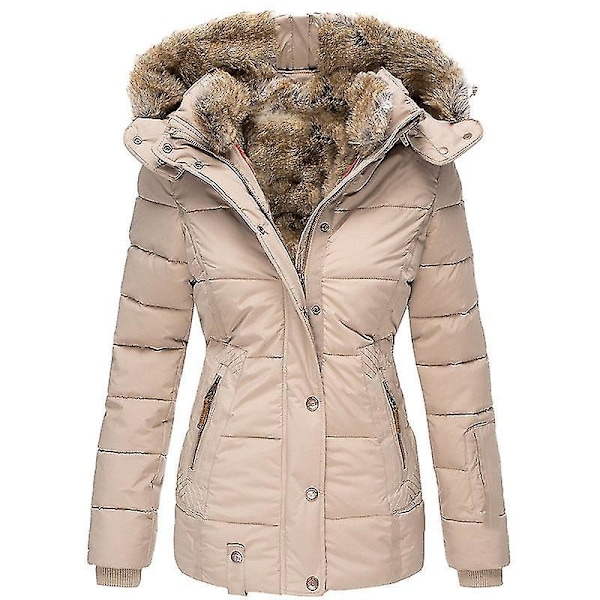 Vintervarm Rosa Dunjacka för Kvinnor - Regular Fit, Långärmad
