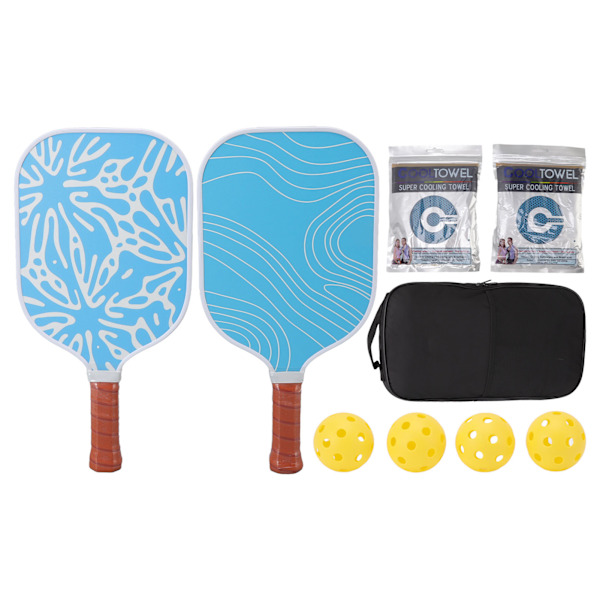Pickleball-set - Bärbar pickleball-paddel i glasfiber och bollar - Pickleball-set för utomhusbruk med bikakestruktur