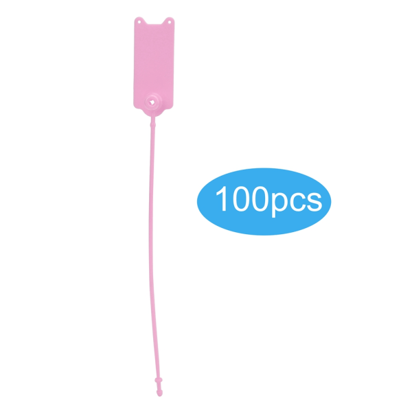 100 st 195 mm engångsband med dragkedja Stöldskydd självlåsande slips för kläder Resväska Skor Väska Etikett Tag (rosa)