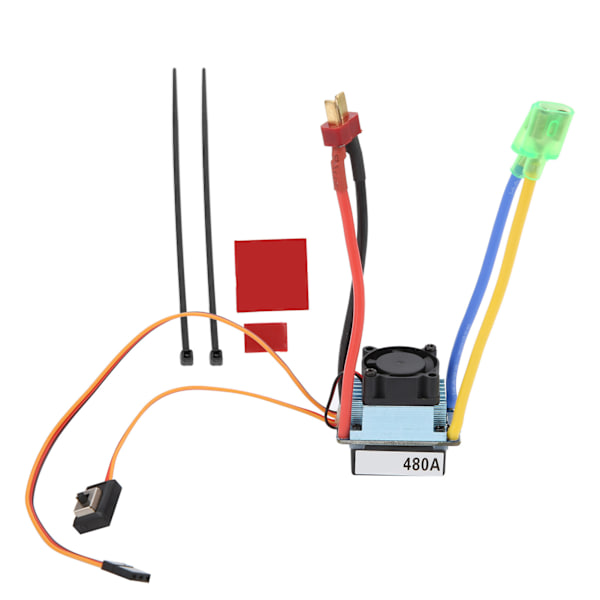 Vanntett 480A Dual-Way Børstet ESC 5V 3A BEC Elektrisk Fartskontroller for 1/8 RC Biler